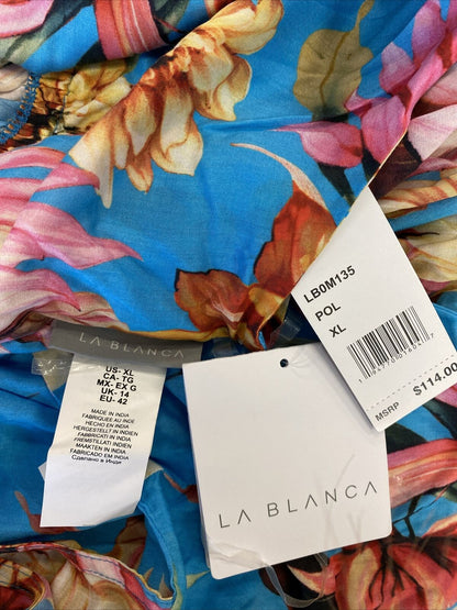 NEW La Blanca Women's Blue Floral Mid Length Swimsuit Cover Up Dress - XL