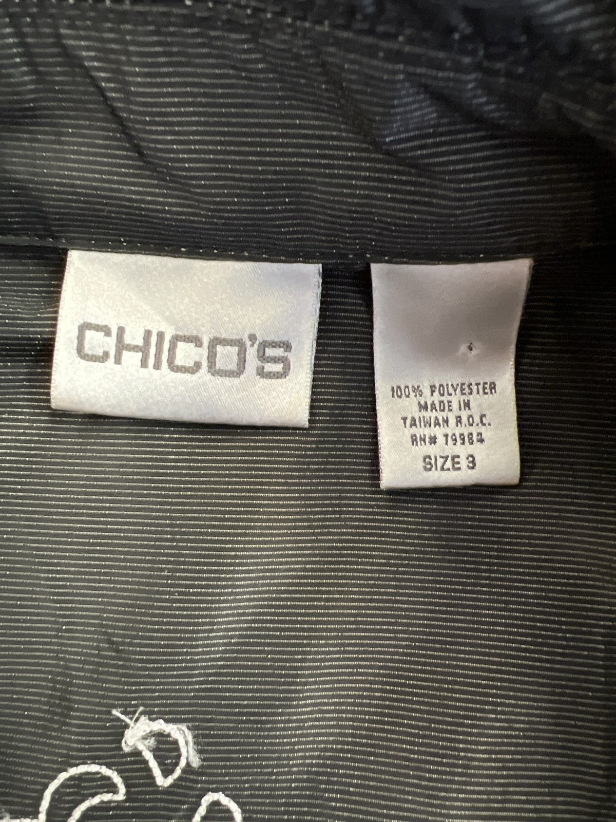 Chico’s Women’s Black Embroidered Back Long Sleeve Snap Button Jacket - 3/US XL