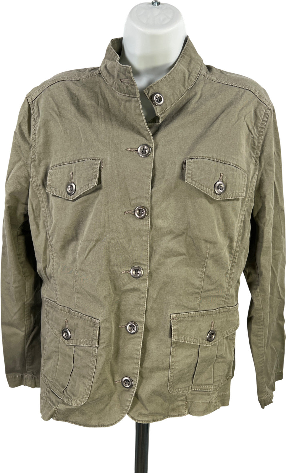 Chico’s Platinum Women’s Green Long Sleeve Button Up Jacket - 2/US L