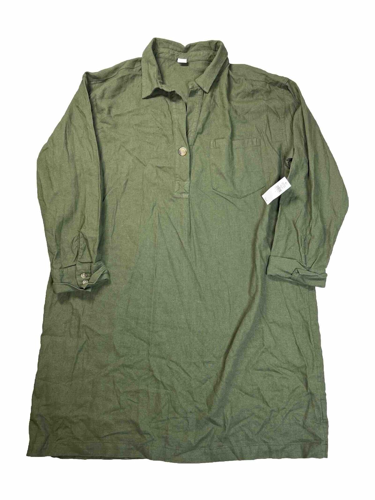 NEW Old Navy Women's Green Linen Blend Shirt Dress - L
