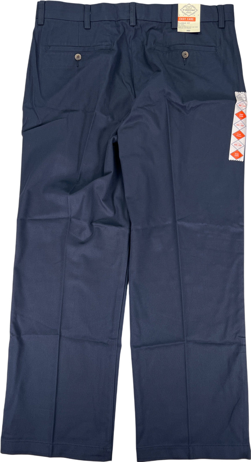 St.Johns Bay Men’s Navy Blue Classic Fit Flat Front Khaki Pants - 36x29