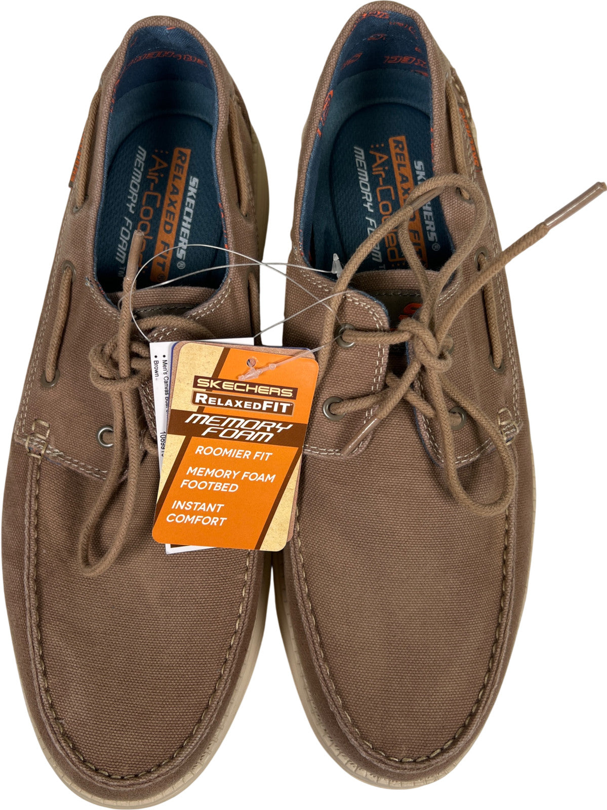 Skechers Men’s Brown Relaxed Fit Memory Foam Canvas Boat Shoes - 11