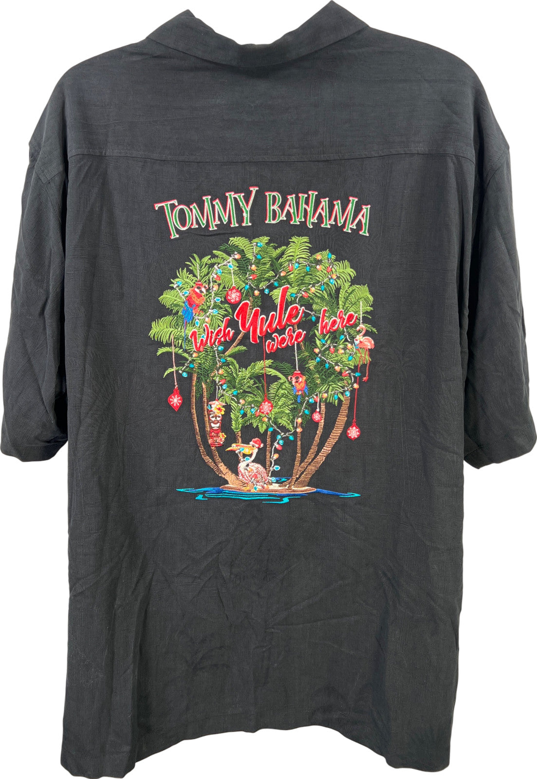 Tommy Bahama Men’s Black Tropical Christmas Silk Button Up Shirt - 3XL