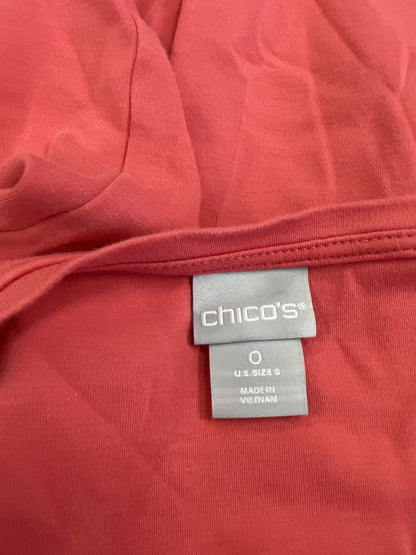 Chico’s Women’s Pink 1/2 Flounce Sleeve Crewneck Shirt - 0/US S