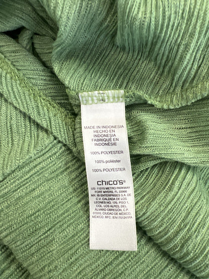Chico’s Women’s Green Textured V-Neck Tie Front T-Shirt - 0/US S