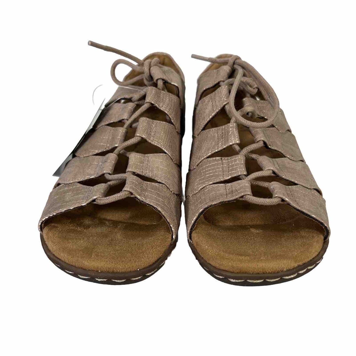 NEW Natural Soul Women's Tan/Rose Lace Up Low Gladiator Sandals - 9