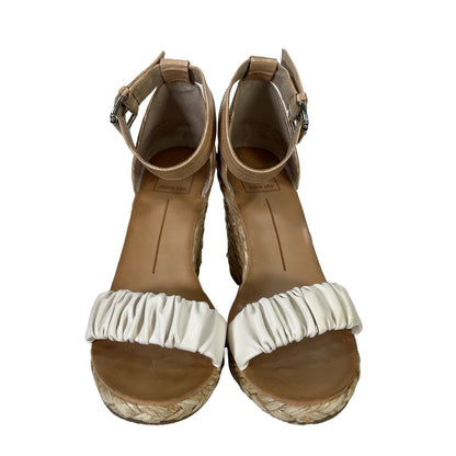 Dolce Vita Women's Beige/White Woven Open Toe Wedge Sandals - 7