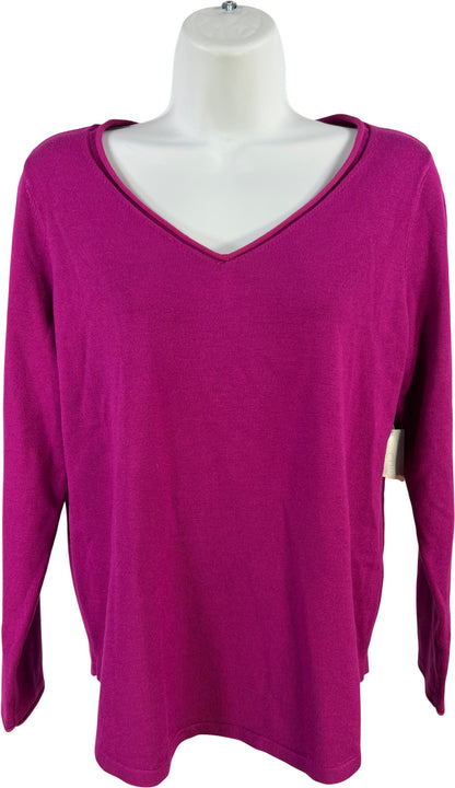Chico’s Women’s Purple Long Sleeve V-Neck Thin Knit Sweater - 0/US S