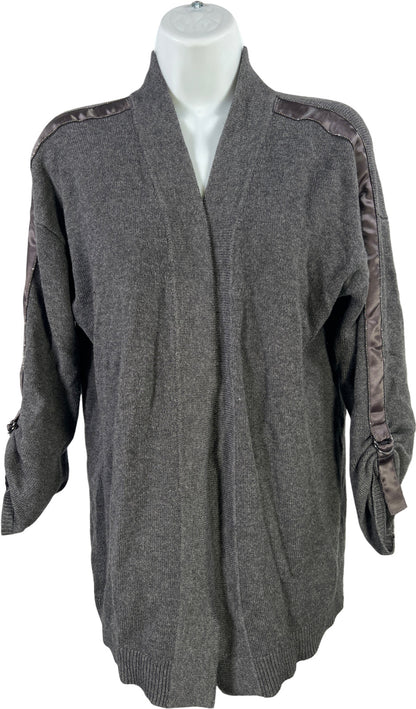 White House Black Market Women’s Gray Beaded Sleeve Cardigan Sweater - L