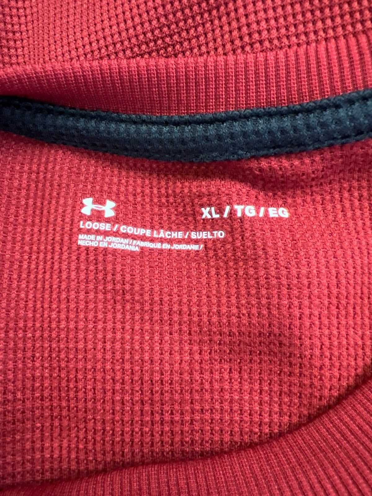 Under Armour Men’s Red Loose Fit Waffle Knit Long Sleeve Shirt - XL