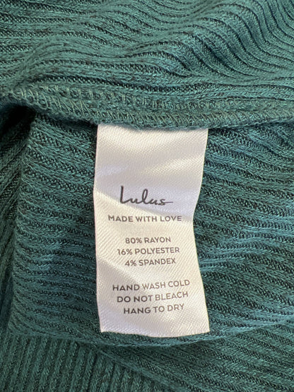 Lulu’s Women’s Green Long Sleeve V-Neck Thin Knit Sweater - L
