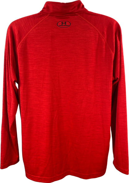 Under Armour Mens Red Loose Fit Long Sleeve 1/4 Zip Pullover Athletic Shirt - XL