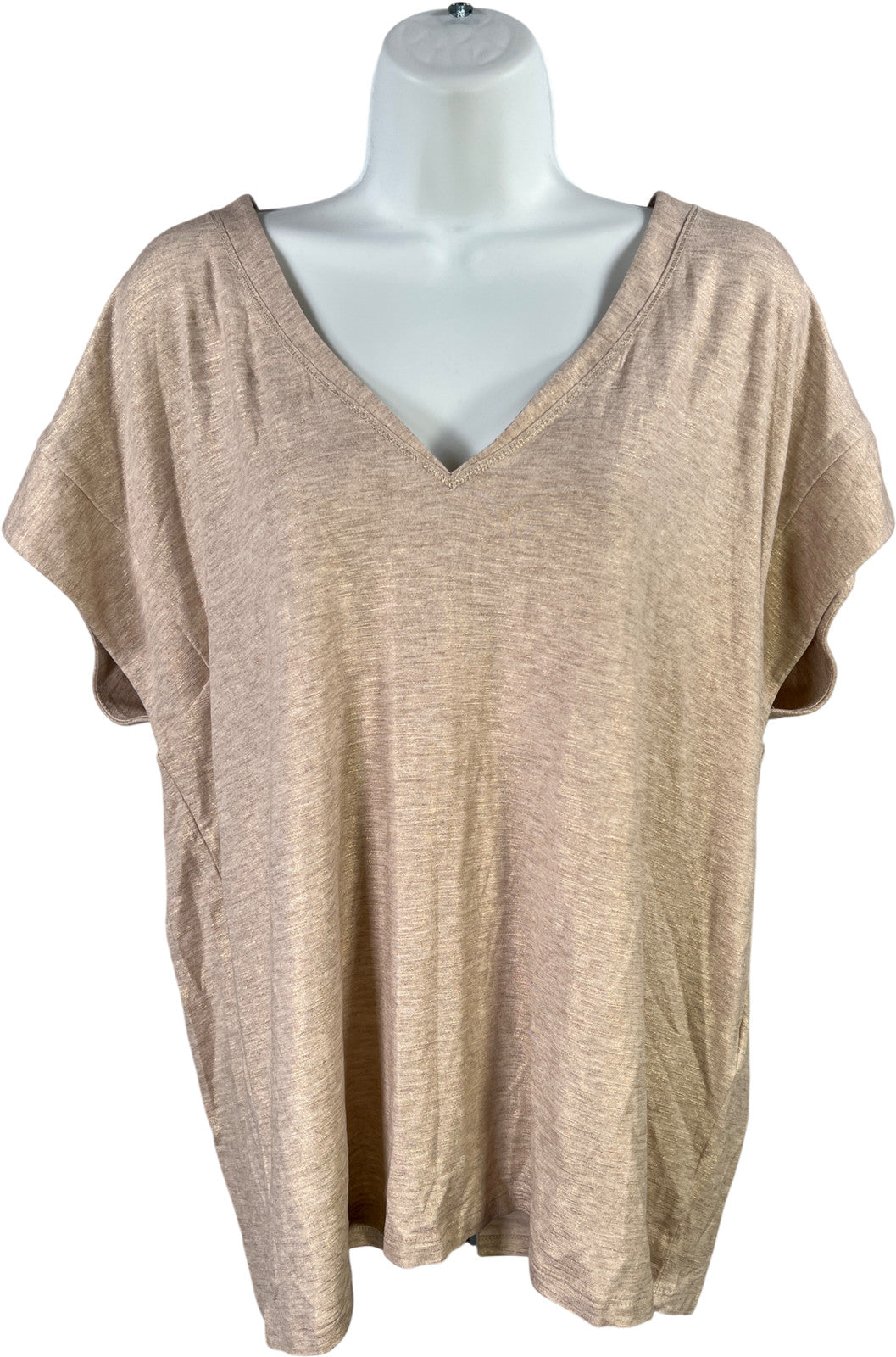 White House Black Market Women’s Beige Glamgetter Short Sleeve T-Shirt- L