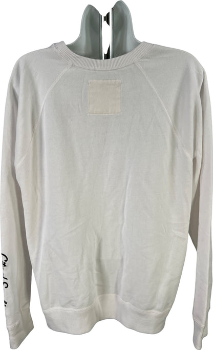 Hollister Women’s White Embroidered Long Sleeve Crewneck Sweatshirt - L
