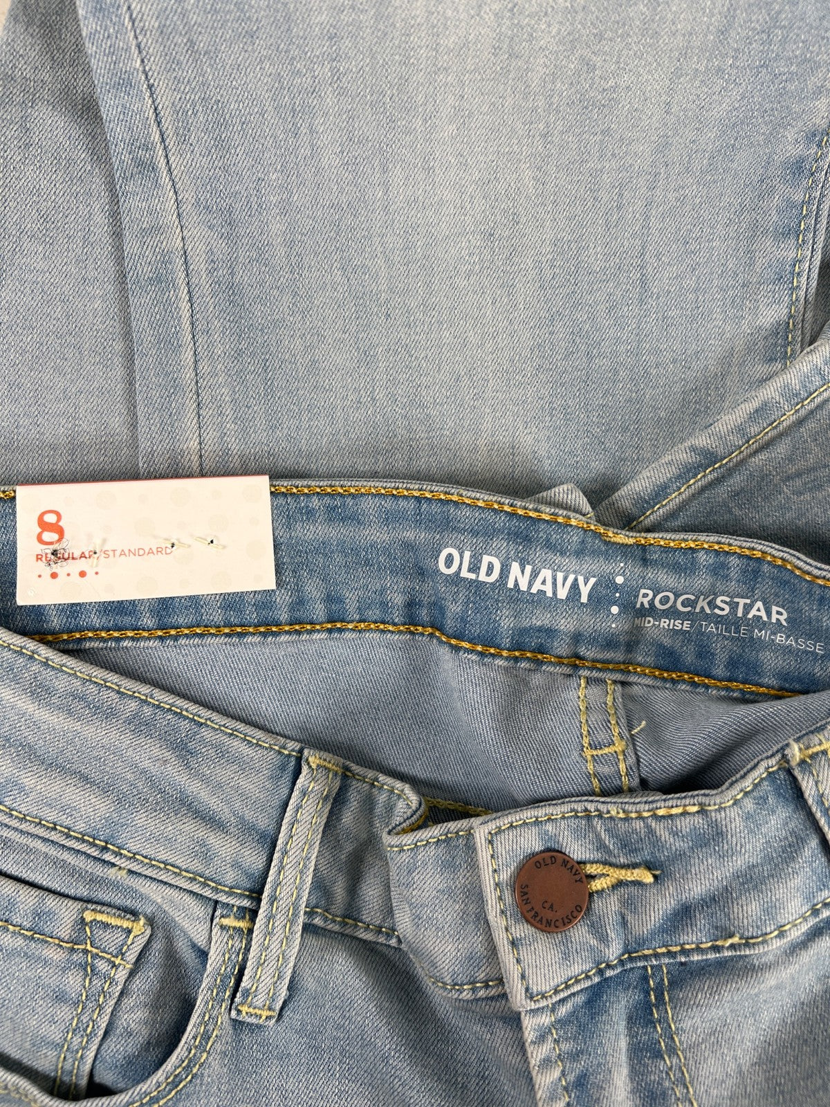 Old Navy Women’s Light Wash Distressed Rockstar Super Skinny Denim Jeans - 8