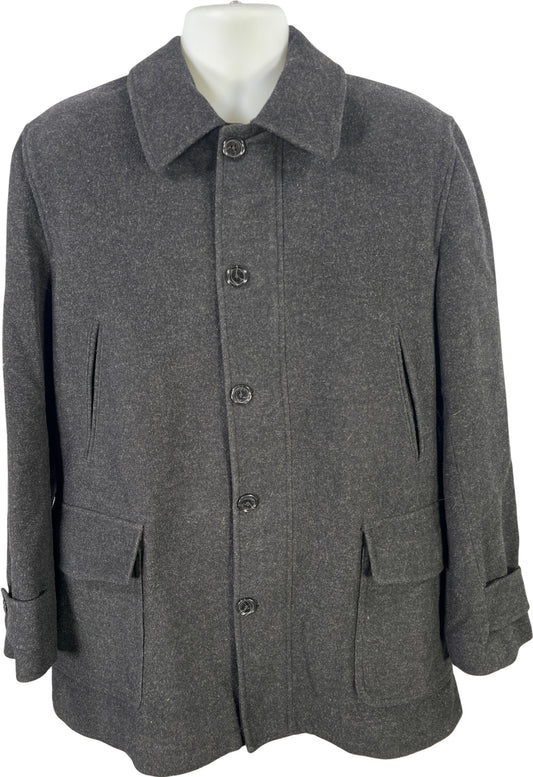 Michael Kors Men’s Black Wool Blend Long Sleeve Button Up and Zip Coat - 42-44R