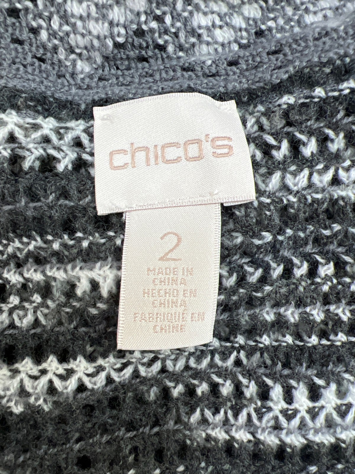 Chico’s Women’s Gray Long Sleeve Open Knit Cardigan Sweater - 2/US L
