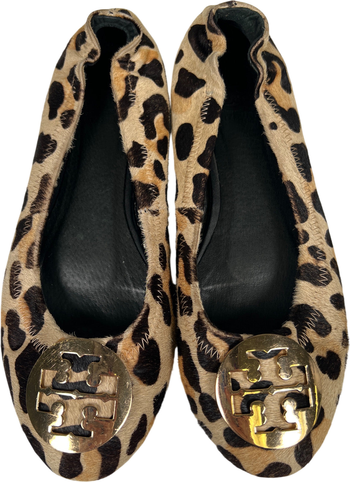 Tory Burch Women’s Brown Leopard Reva Print Ballet Flats - 37/US 6.5