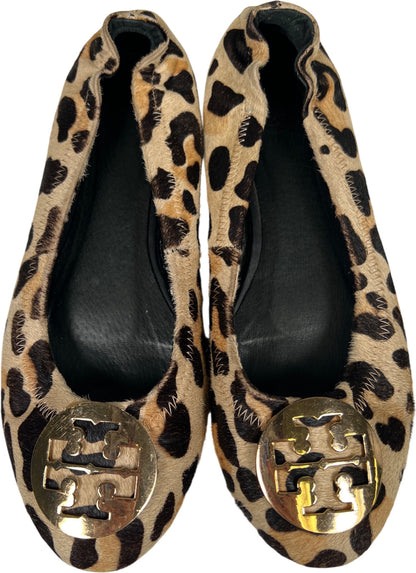 Tory Burch Women’s Brown Leopard Reva Print Ballet Flats - 37/US 6.5