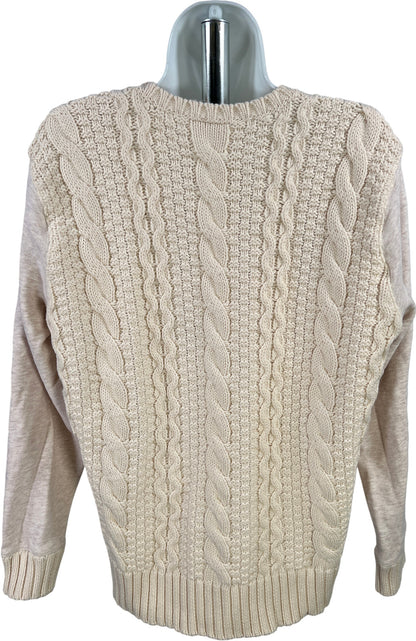 Athleta Women’s Light Pink/Ivory Cable Knit Madera Sweater Sweatshirt - M
