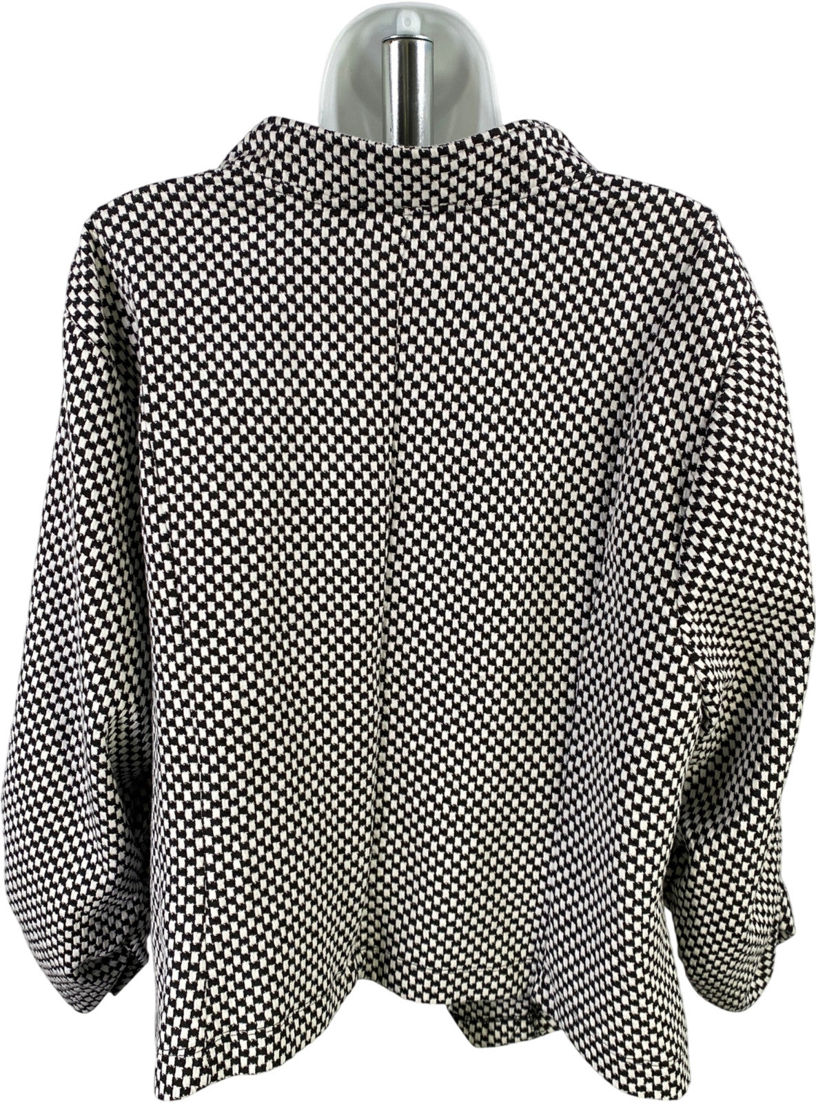 Torrid Women’s White/Black Checkered 3/4 Sleeve Full Zip Jacket - Plus 3
