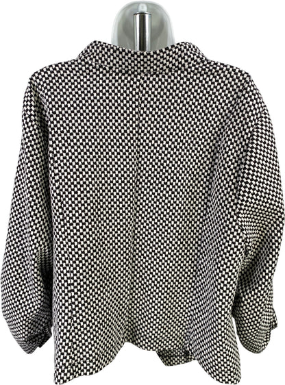 Torrid Women’s White/Black Checkered 3/4 Sleeve Full Zip Jacket - Plus 3