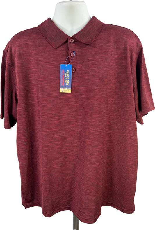 Haggar Clothing Men’s Burgundy Short Sleeve Athletic Polo - XL