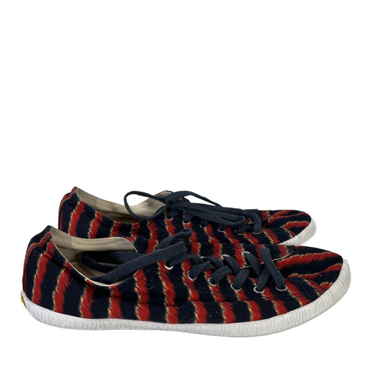 Kenzo Men's Red/Blue Striped Diego Canvas Low Top Sneakers - 44/ US 11