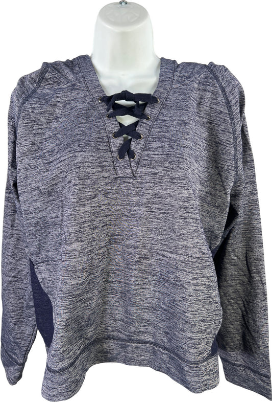 Vera Bradley Women’s Blue Heathered Floral Hood Pullover Pajama Sweatshirt - L