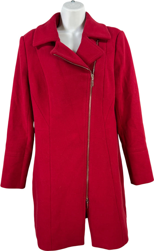 White House Black Market Women’s Red Full Zip Mid Length Coat - M