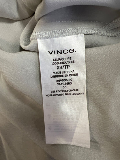 Vince Women’s Gray Satin Silk Long Sleeve Button Up Shirt - XS
