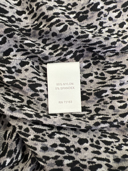 Cable and Gauge Women’s Gray Mesh Sleeveless Draped Neck Blouse - XL