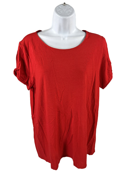 J.Jill Women's Red Love Linen Short Sleeve T-Shirt - L