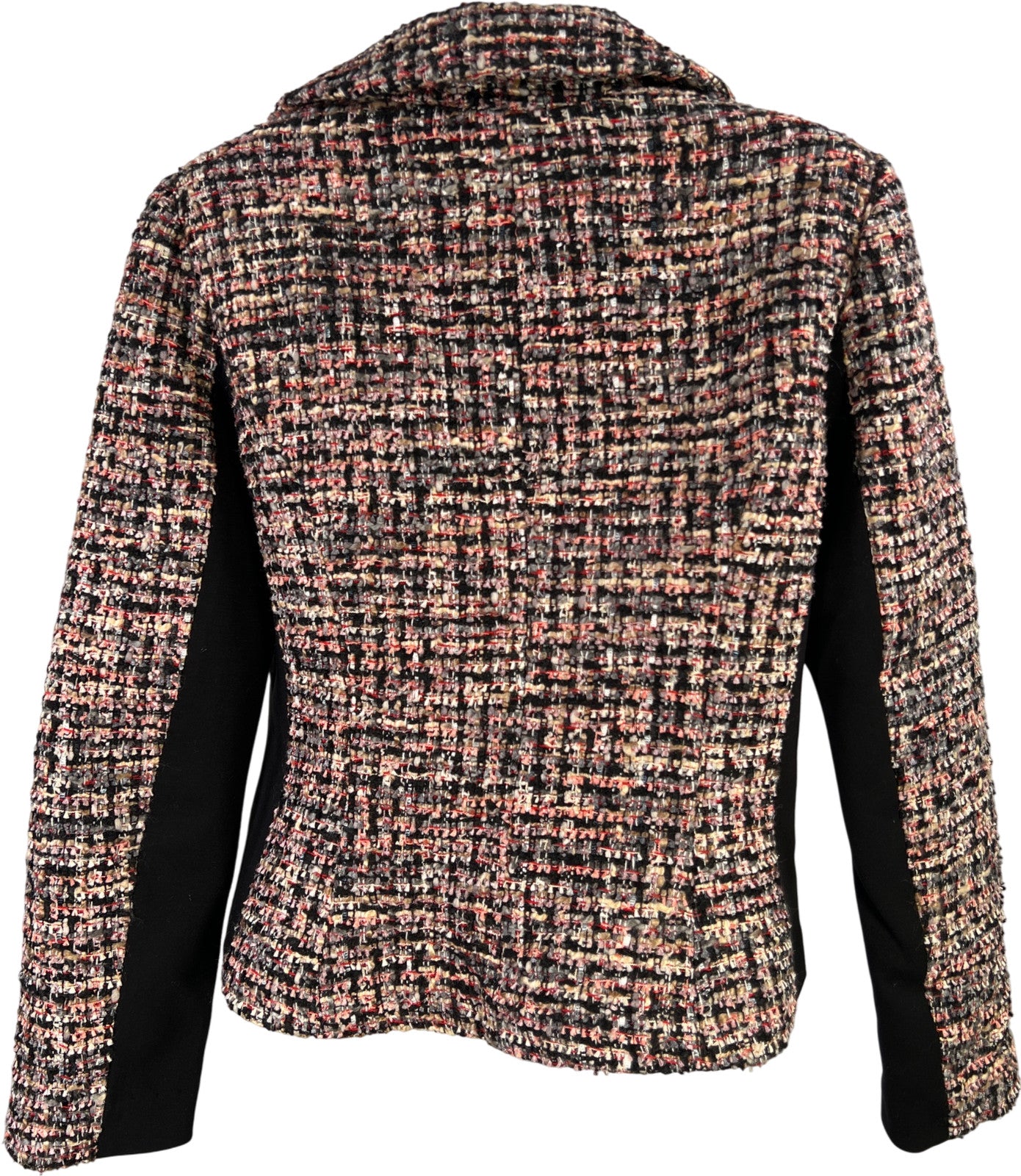 White House Black Market Women’s Black/Pink Tweed Full Zip Jacket - 4