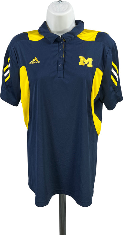 Adidas Women’s Blue Scorch U of M Michigan Short Sleeve Athletic Polo Shirt - M