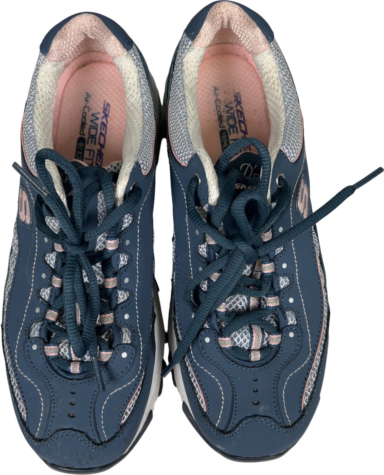 Skechers Women’s Blue D’Lites Memory Lace Up Walking Sneakers - 8.5 Wide
