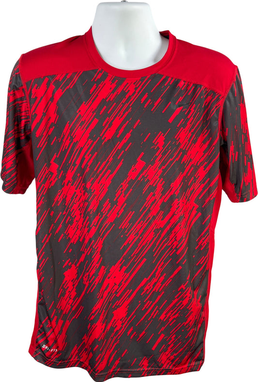 Nike Men’s Red/Gray Marbled Performance Mesh Back Athletic T-Shirt - L