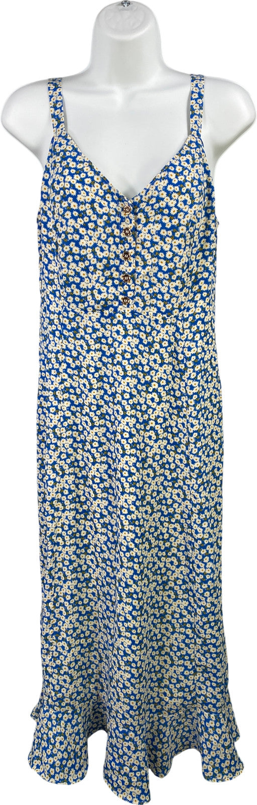 Lulus Women’s Blue Floral Daisy Print Sleeveless Midi Sundress - M