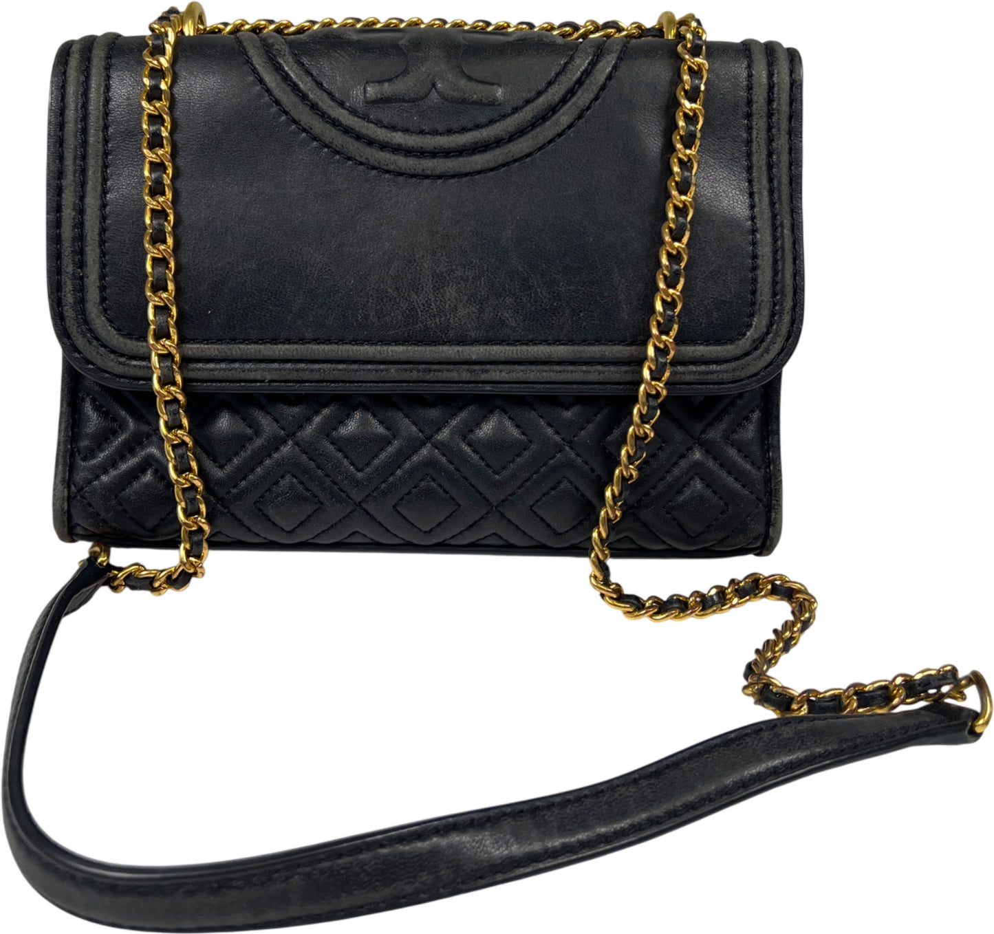 Tory Burch Women’s Black Leather Fleming Convertible Crossbody Purse
