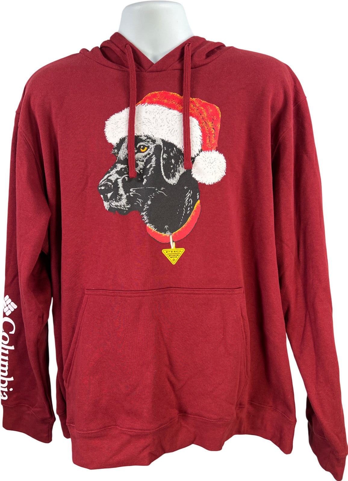 Columbia Men’s Burgundy Heritage PHG Santa Hat Dog Print Pullover Hoodie - XL