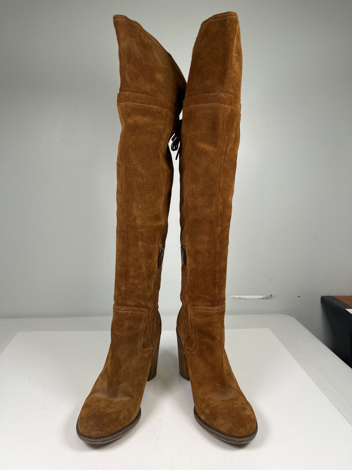 Franco Sarto Women’s Brown Suede Elnora Over The Knee Heeled Boots - 8.5