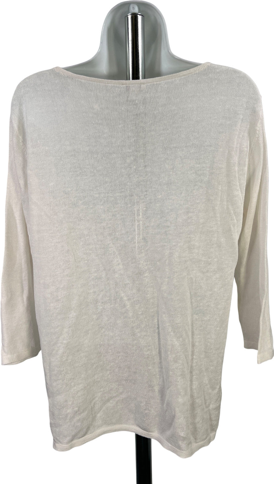 J.Jill Women’s White 3/4 Sleeve Lace/Crochet Top Thin Sweater - M