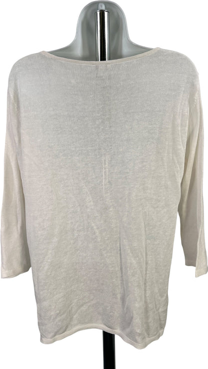 J.Jill Women’s White 3/4 Sleeve Lace/Crochet Top Thin Sweater - M