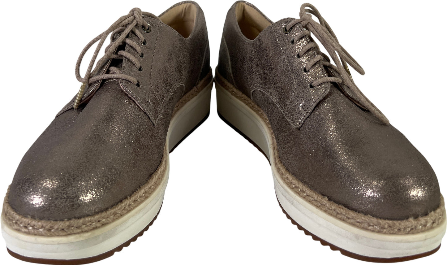 Clarks Artisan Womens Gold Pewter Metallic Teadale Platform Oxford Shoes - 7.5 W