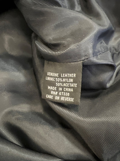 Jones New York Men’s Black Leather Button Up Basic Jacket - 38S