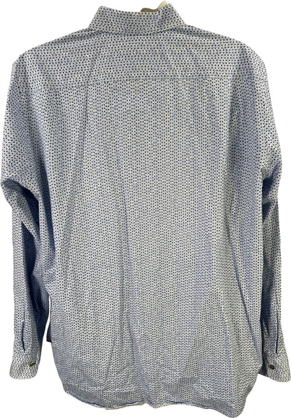 Michael Kors Men’s Blue Long Sleeve Classic Fit Button Up Shirt - XL