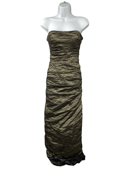 NEW Nicole Miller Womens Olive Green Ruched Strapless Cocktail Dress - 6