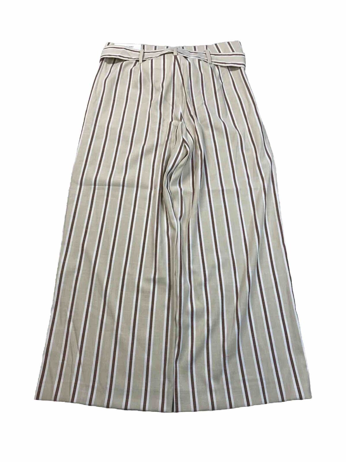 NEW Ann Taylor Women's Beige Striped Tie Waist Ankle Pants - 6