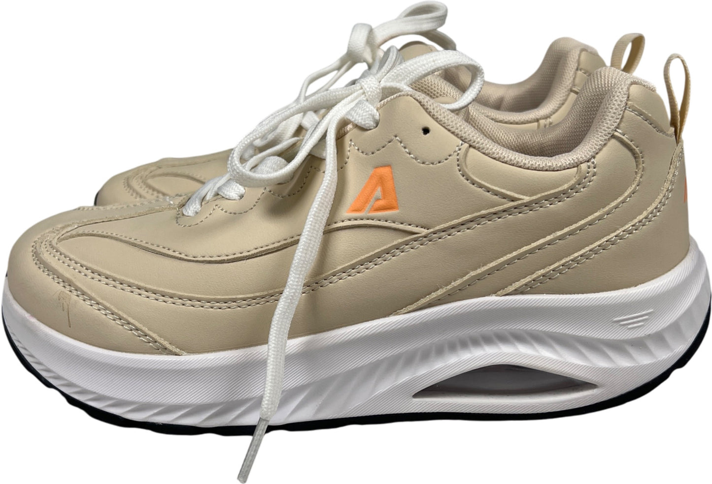 AOV Women’s Beige Lace Up Comfort Walking Sneakers - 8.5