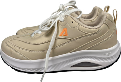 AOV Women’s Beige Lace Up Comfort Walking Sneakers - 8.5
